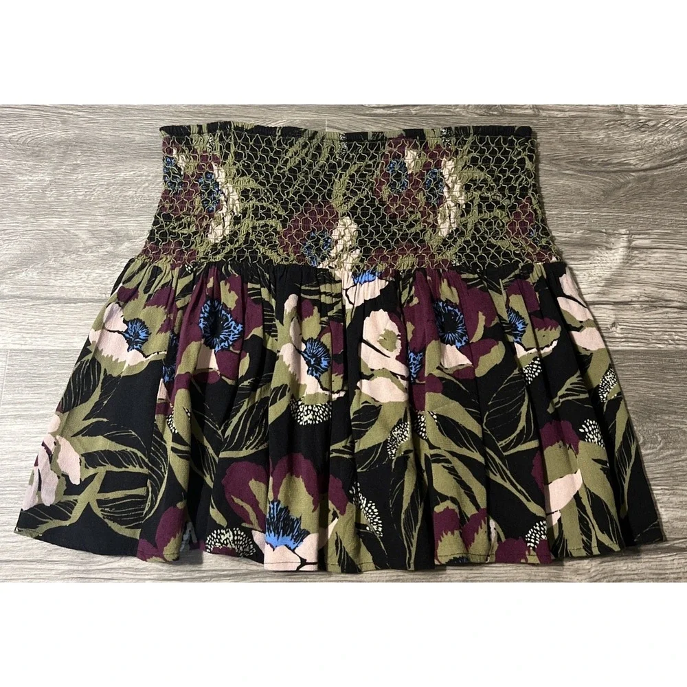 Free People LA Nights High Waisted Floral Print Lined Mini Skirt Size Small